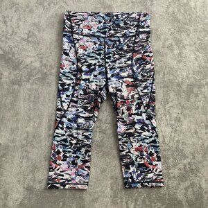 Lululemon Leggings Women 8 Break Free Crop Nulux Culture Clash Starlight Black